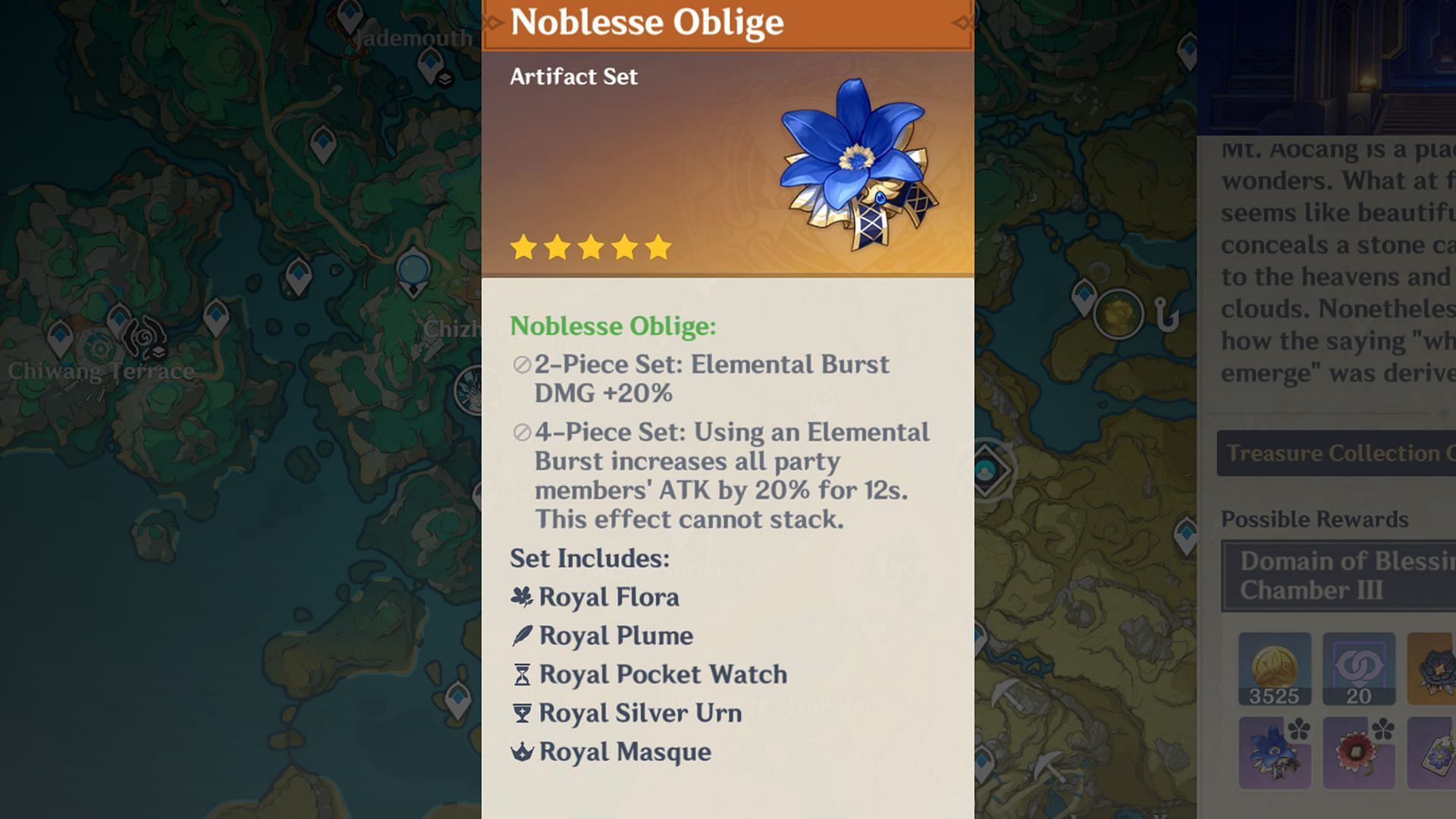 Noblesse Oblige is Dahlia's best-in-slot artifact set (Image via Sportskeeda Gaming/HoYoverse)
